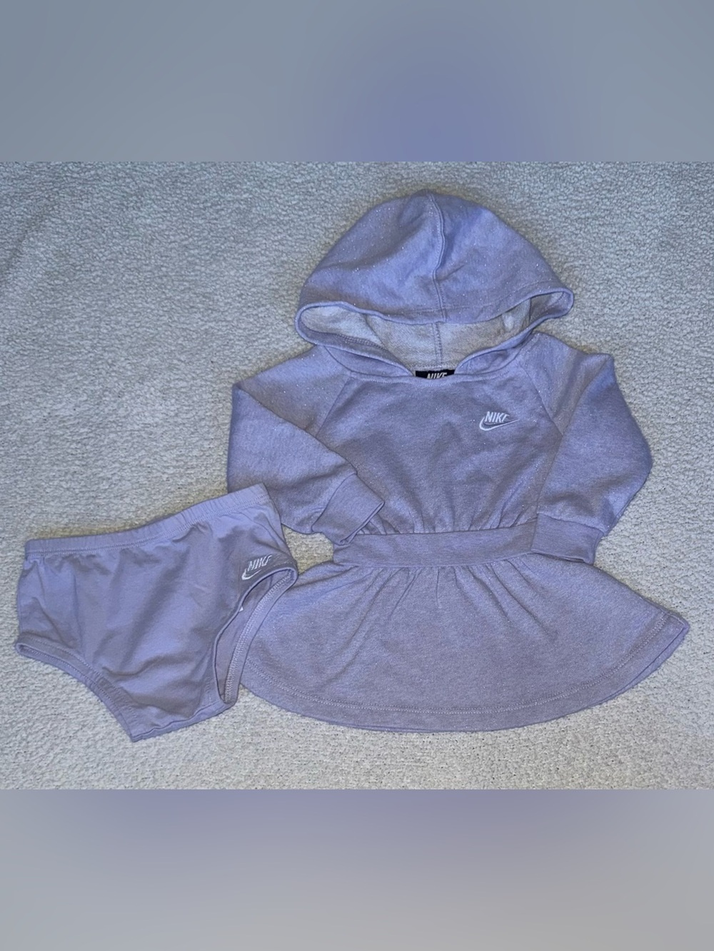 Nike Baby Girls Hooded Dress & Bloomers Set 12M Purple Shimmer